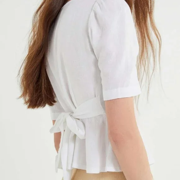 Urban Outfitters Penrose Button-front Peplum Top - Picture 2 of 5